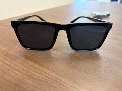 The Carter black square polarized sunglasses front view