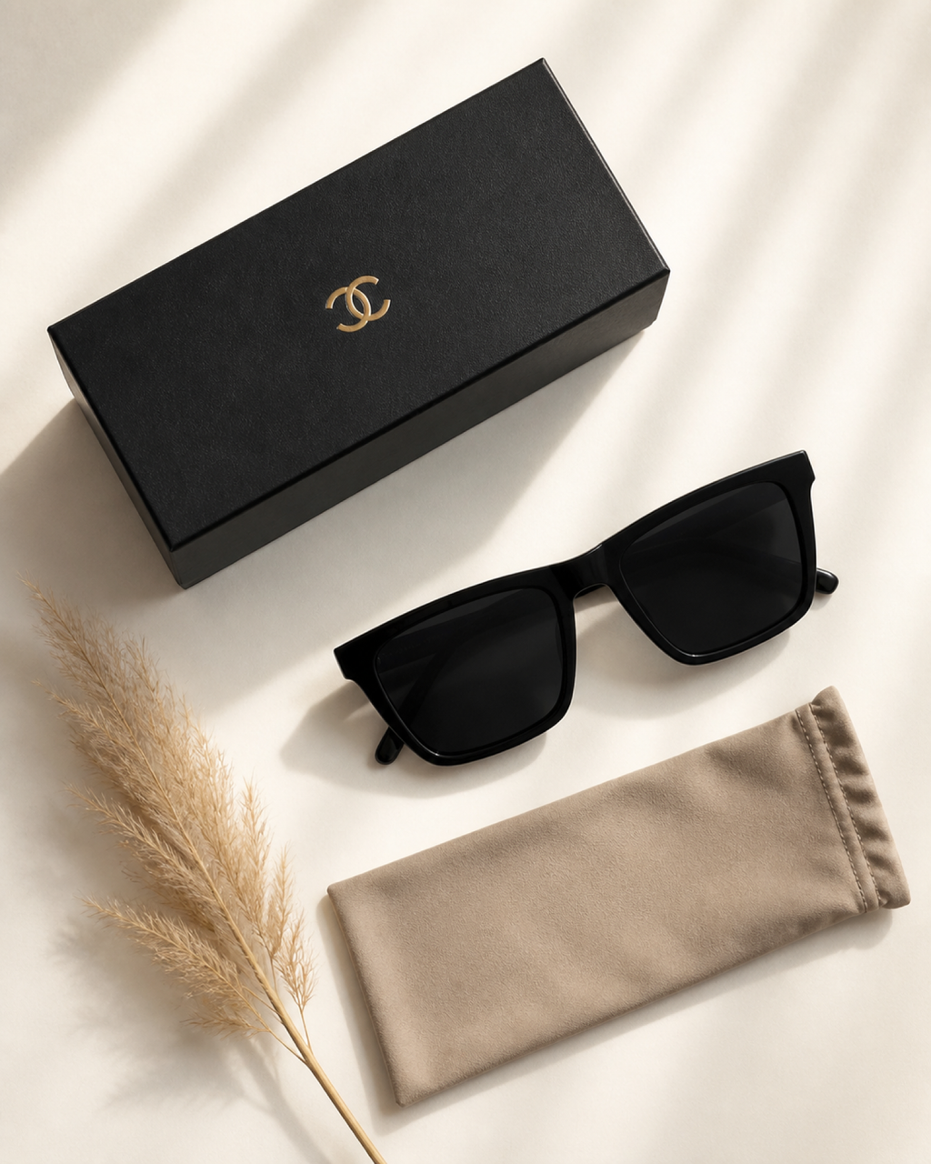 Carter Charlotte unboxing flat-lay with pouch and box